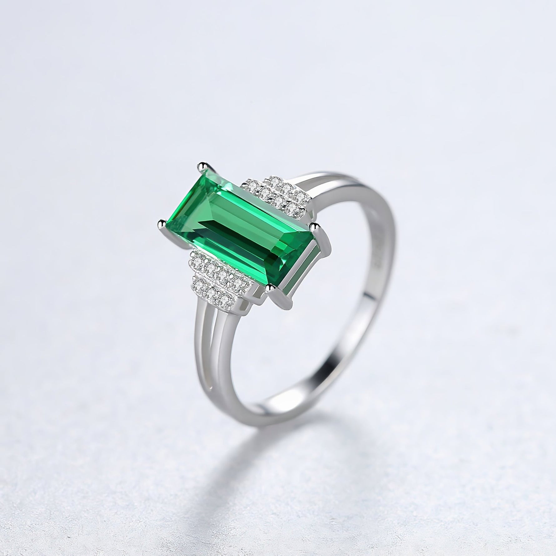 Sterling Silver Green CZ Accent Ring - NAFALUXE