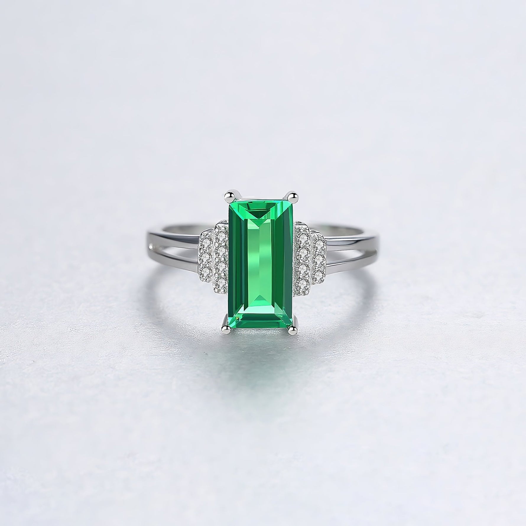 Sterling Silver Green CZ Accent Ring - NAFALUXE