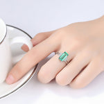 Sterling Silver Green CZ Accent Ring - NAFALUXE