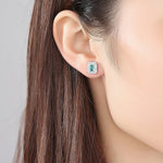 Sterling Silver Green CZ Halo Stud Earrings - NAFALUXE