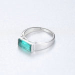 Sterling Silver Green CZ Rectangle Ring - NAFALUXE