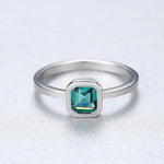 Sterling Silver Green CZ Square Ring - NAFALUXE