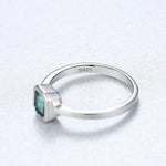 Sterling Silver Green CZ Square Ring - NAFALUXE