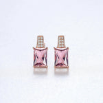 Sterling Silver Rose Gold Pink CZ Stud Earrings - NAFALUXE