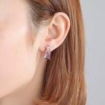 Sterling Silver Rose Gold Pink CZ Stud Earrings - NAFALUXE