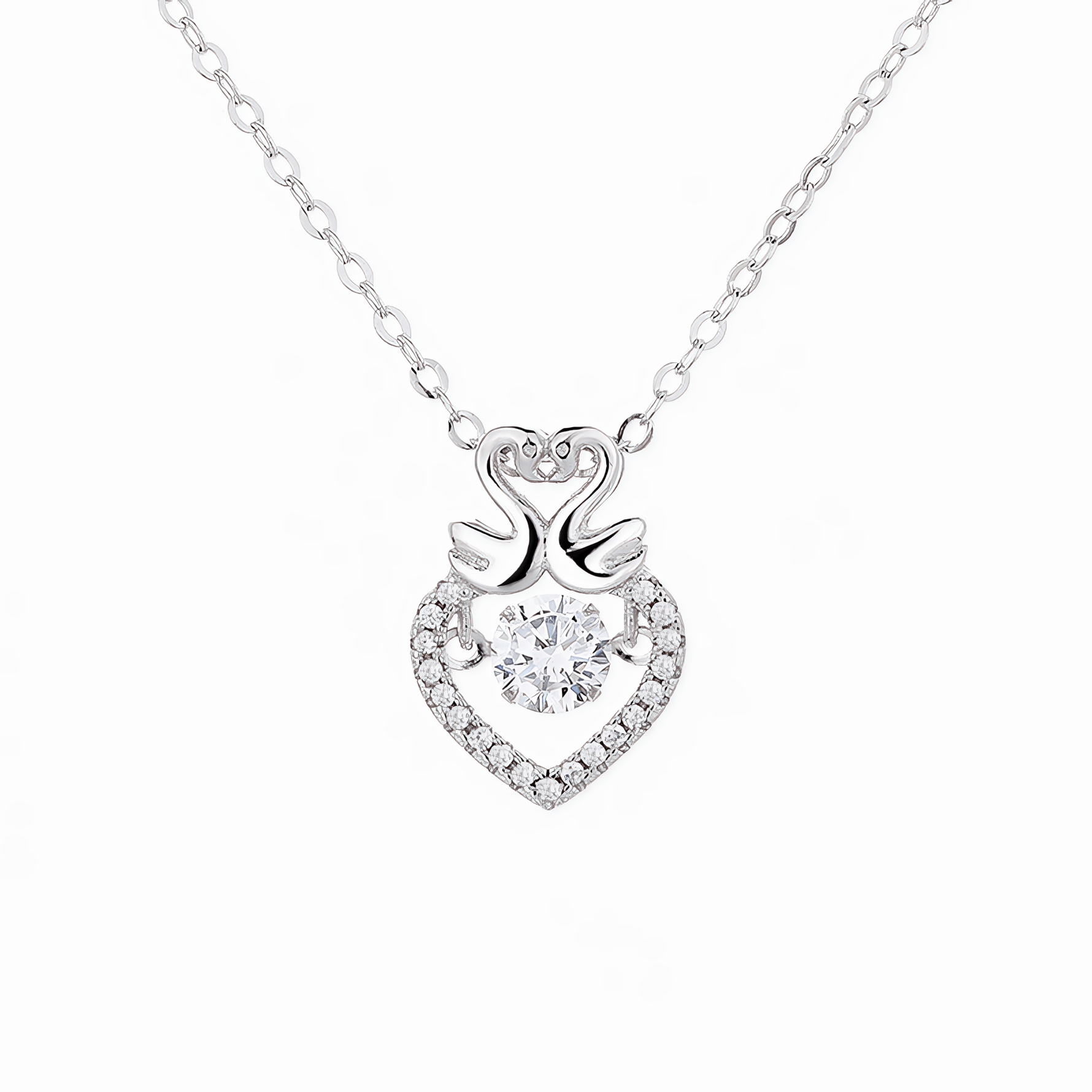 Swan Heart Pendant Necklace – 925 Silver - NAFALUXE