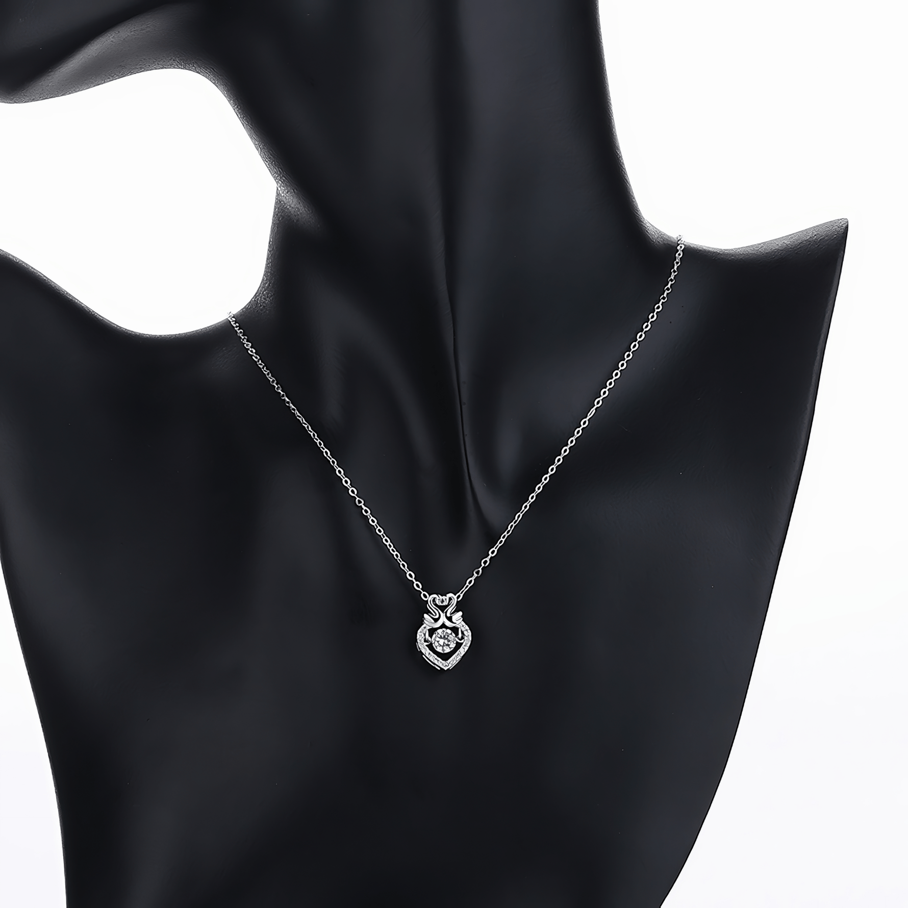 Swan Heart Pendant Necklace – 925 Silver - NAFALUXE