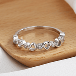 Sweetheart Band Ring in Sterling Silver with Sparkling Accents - NAFALUXE