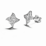 Swirl Star Stud Earrings – Sterling Silver with CZ Crystals - NAFALUXE