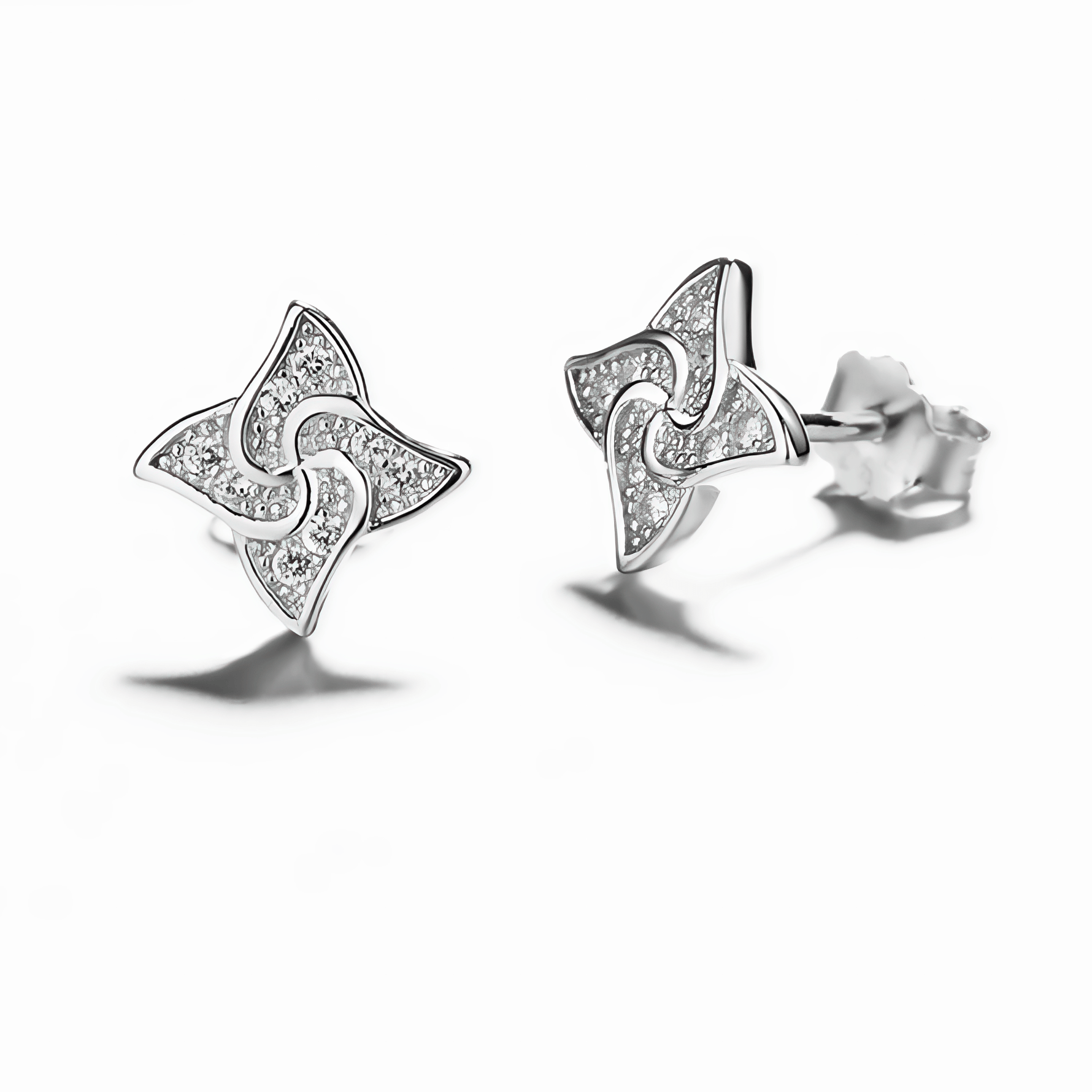 Swirl Star Stud Earrings – Sterling Silver with CZ Crystals - NAFALUXE