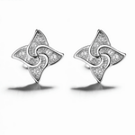Swirl Star Stud Earrings – Sterling Silver with CZ Crystals - NAFALUXE