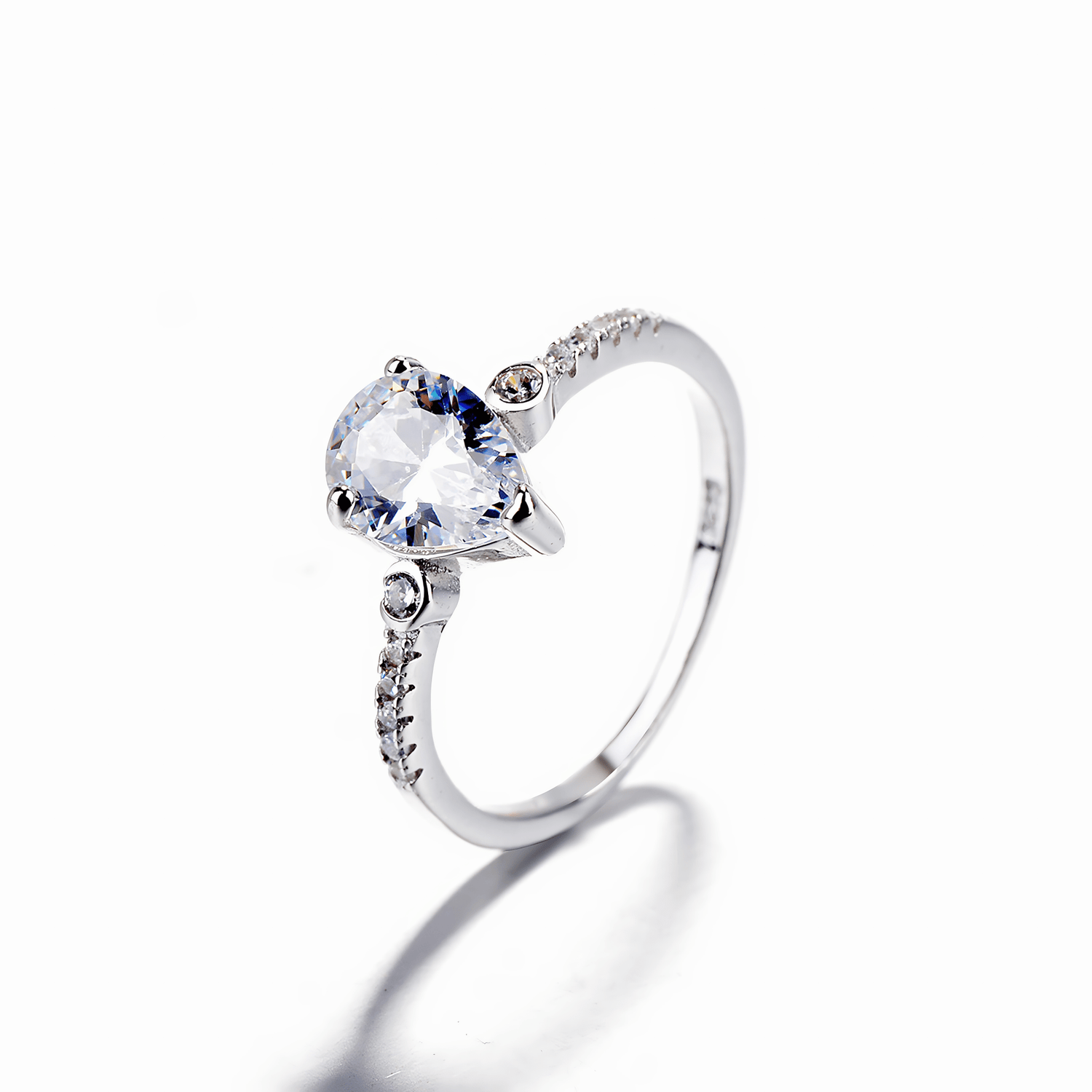 Teardrop Radiance Ring in Sterling Silver with Pavé Details - NAFALUXE