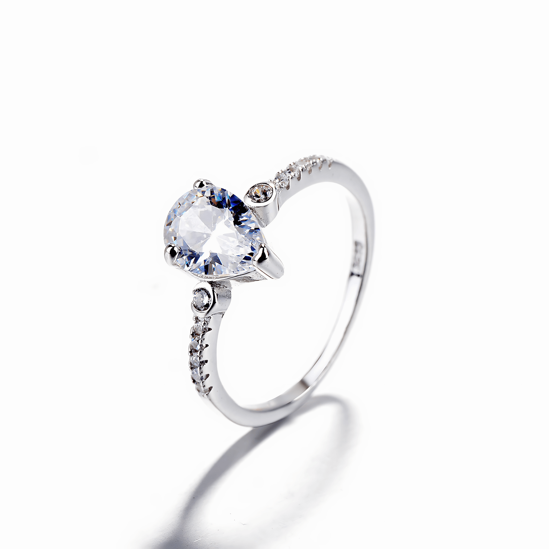 Teardrop Radiance Ring in Sterling Silver with Pavé Details - NAFALUXE