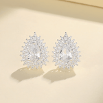 Teardrop Sparkle Stud Earrings – 925 Silver - NAFALUXE