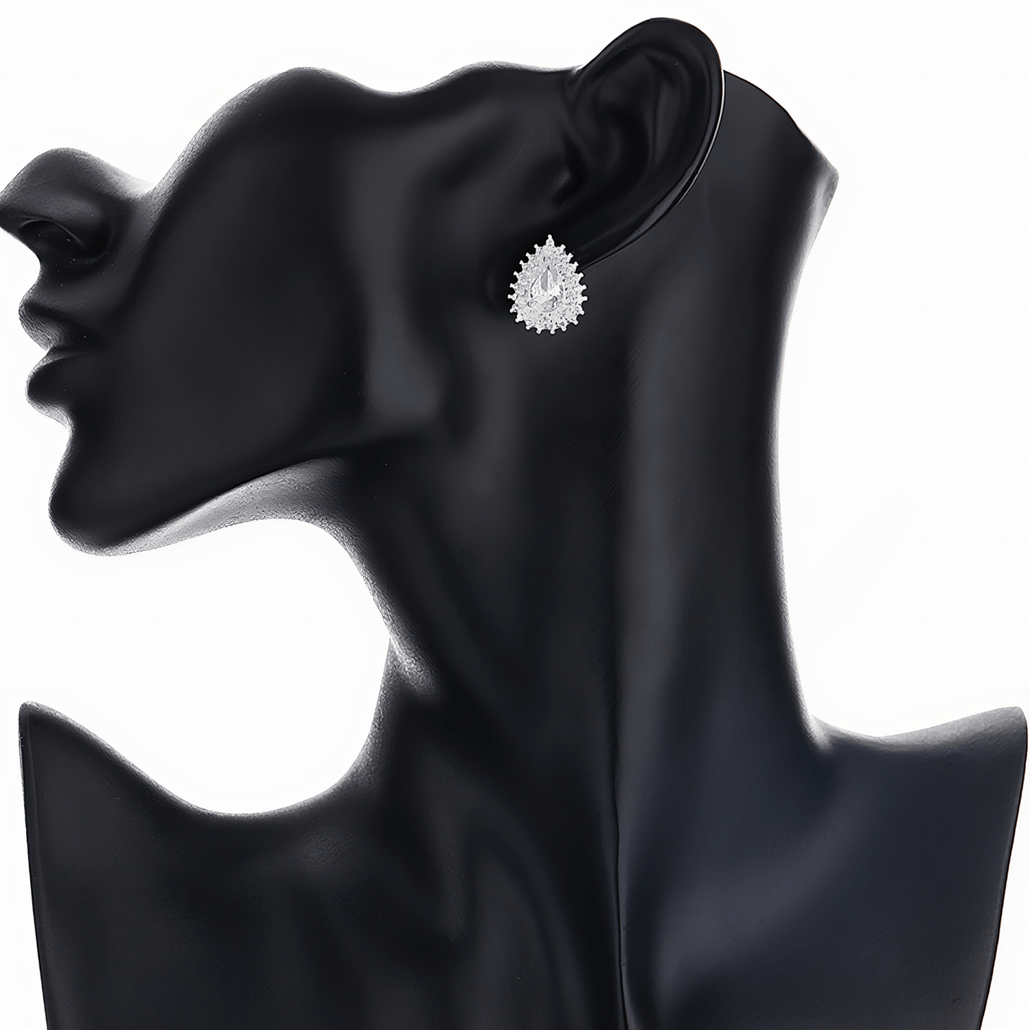 Teardrop Sparkle Stud Earrings – 925 Silver - NAFALUXE