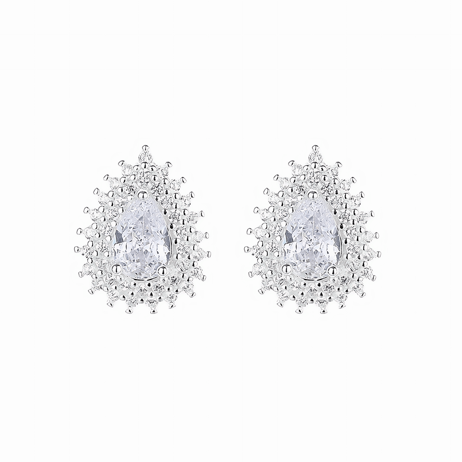 Teardrop Sparkle Stud Earrings – 925 Silver - NAFALUXE