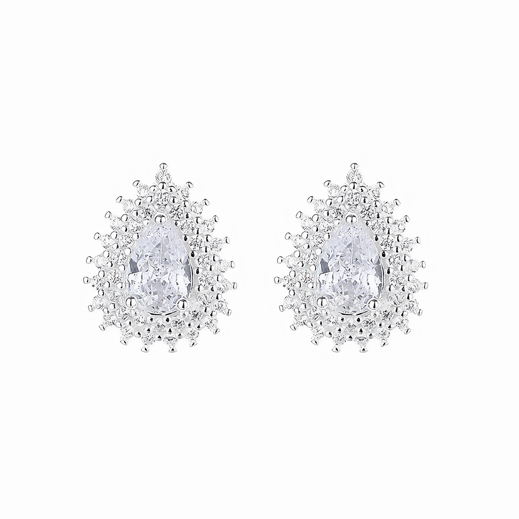 Teardrop Sparkle Stud Earrings – 925 Silver - NAFALUXE