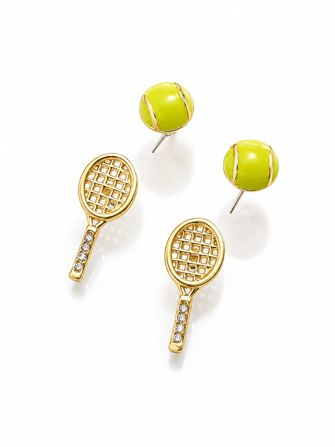 Tennis Ball & Racket Stud Earrings Set - NAFALUXE