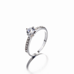 Timeless Grace Solitaire Ring in Sterling Silver with Pavé Band - NAFALUXE
