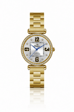 Title Bellevue Women’s Gold Crystal Watch 35mm – Ronda Quartz | Stainless Steel Bracelet - NAFALUXE