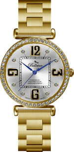 Title Bellevue Women’s Gold Crystal Watch 35mm – Ronda Quartz | Stainless Steel Bracelet - NAFALUXE
