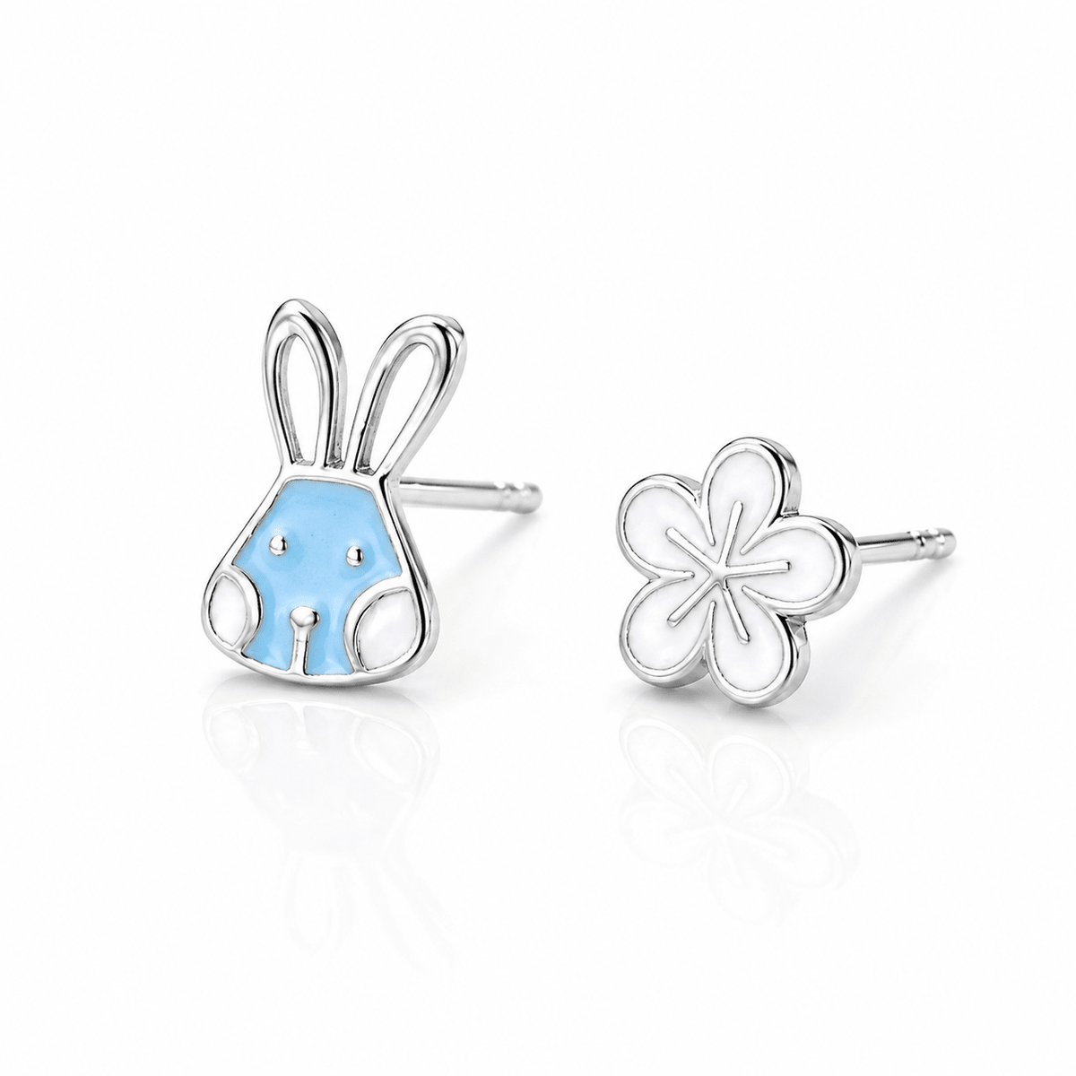 Title: Bunny & Blossom Kids Stud Earrings – 925 Sterling Silver - NAFALUXE