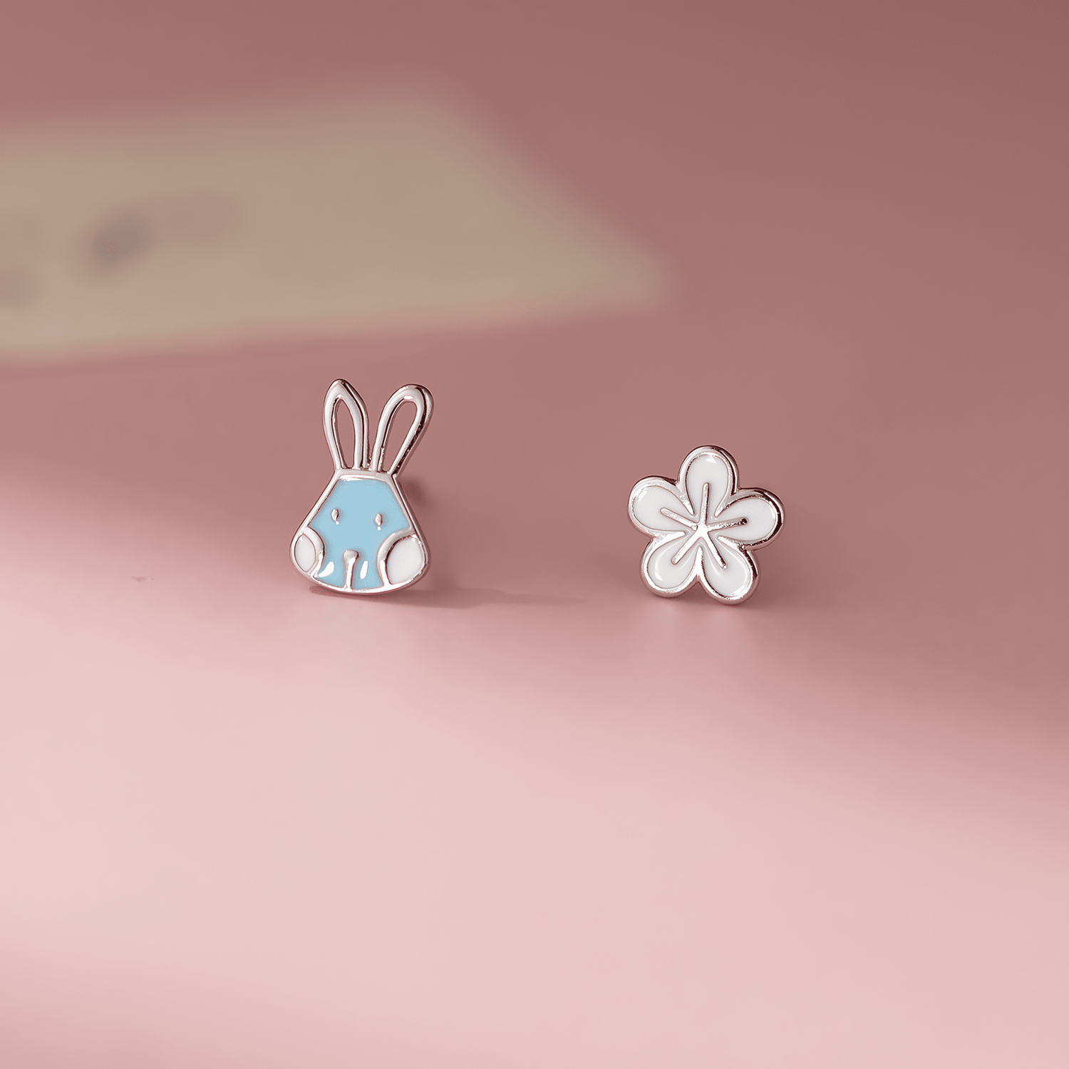 Title: Bunny & Blossom Kids Stud Earrings – 925 Sterling Silver - NAFALUXE