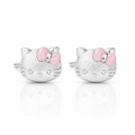 Title: Cute Kitty Bow Stud Earrings – 925 Sterling Silver - NAFALUXE