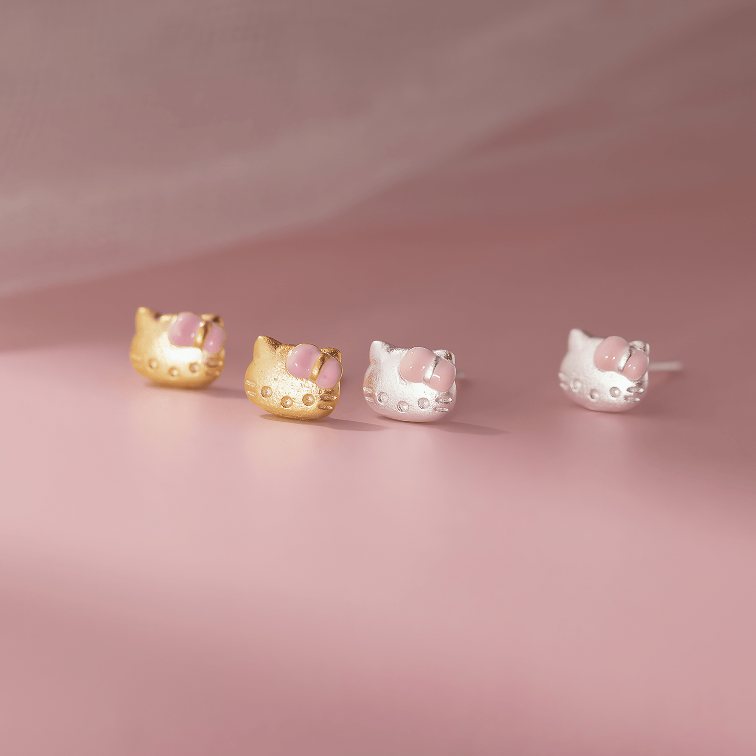 Title: Cute Kitty Bow Stud Earrings – 925 Sterling Silver - NAFALUXE
