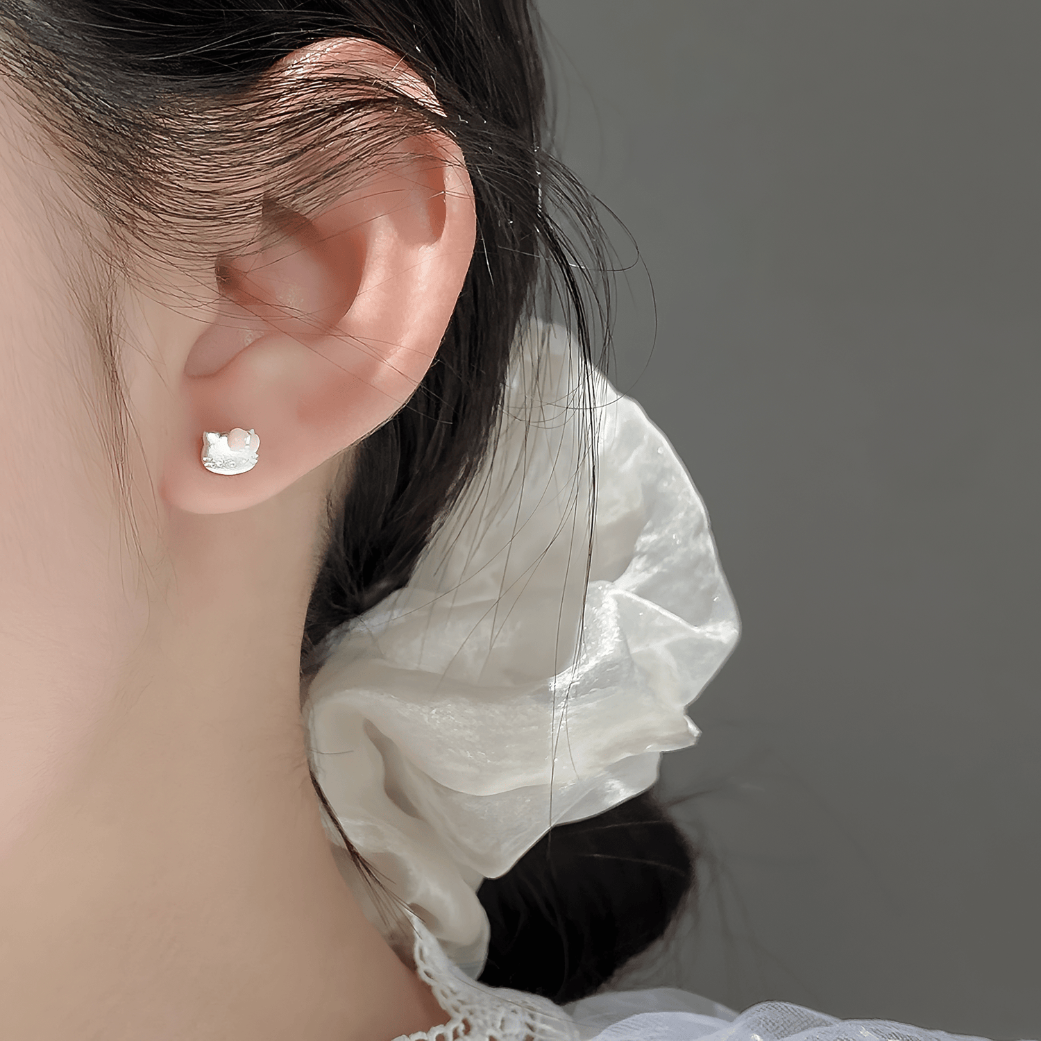 Title: Cute Kitty Bow Stud Earrings – 925 Sterling Silver - NAFALUXE