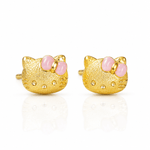 Title: Cute Kitty Bow Stud Earrings – 925 Sterling Silver - NAFALUXE