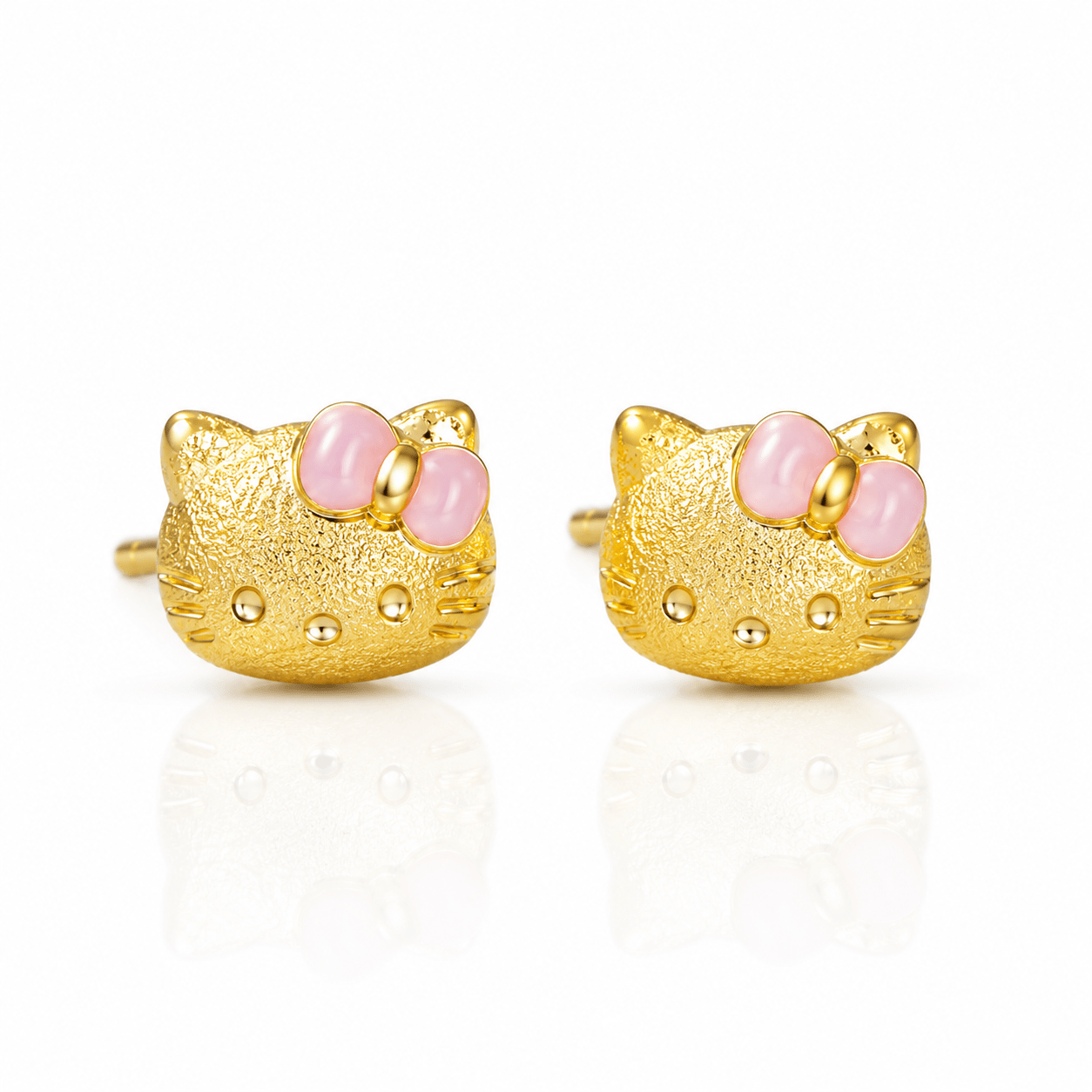 Title: Cute Kitty Bow Stud Earrings – 925 Sterling Silver - NAFALUXE