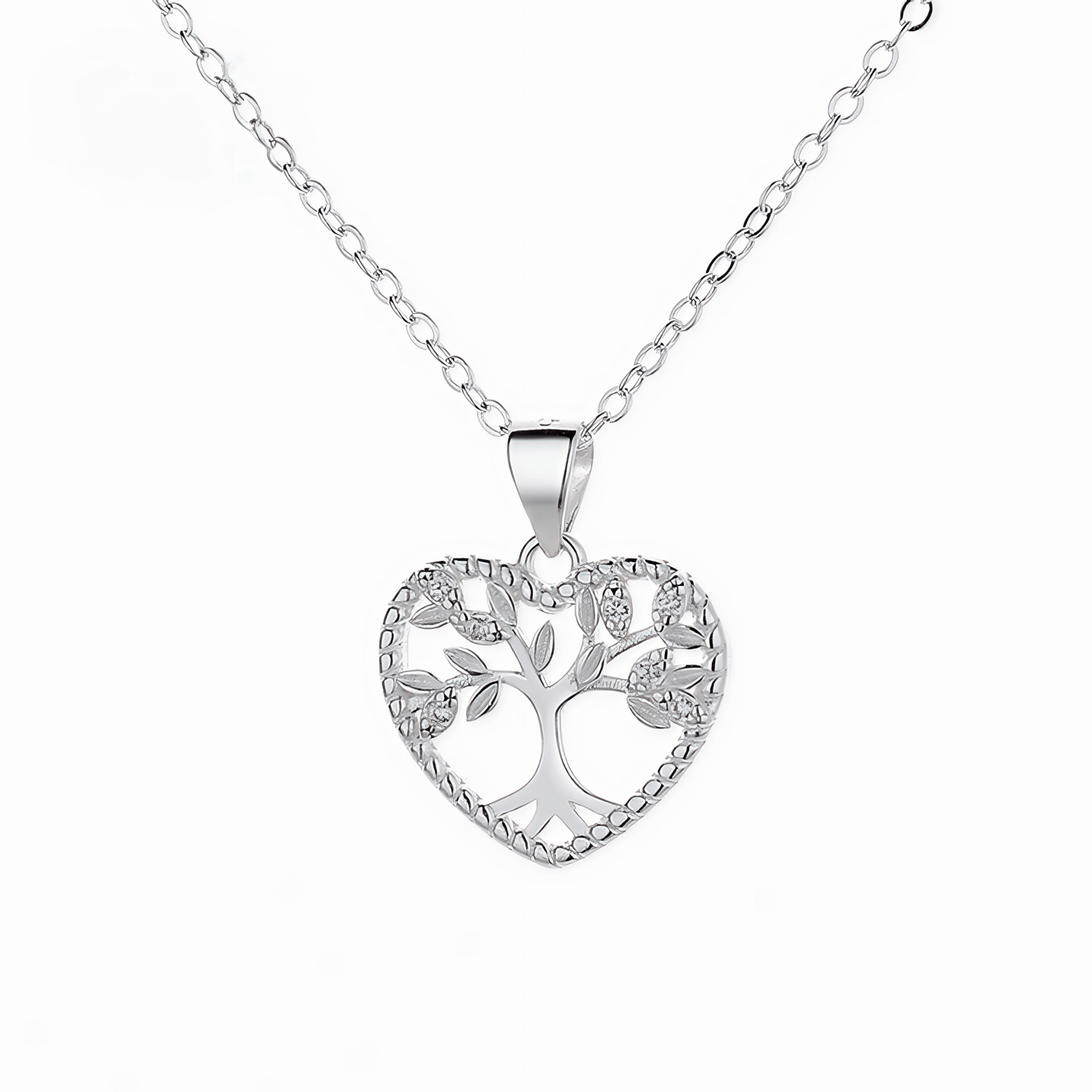 Tree of Life Heart Necklace – 925 Silver - NAFALUXE