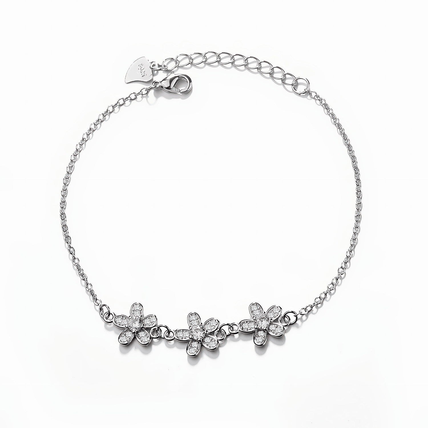 Triple Daisy Sparkle Bracelet Sterling Silver 925 - NAFALUXE