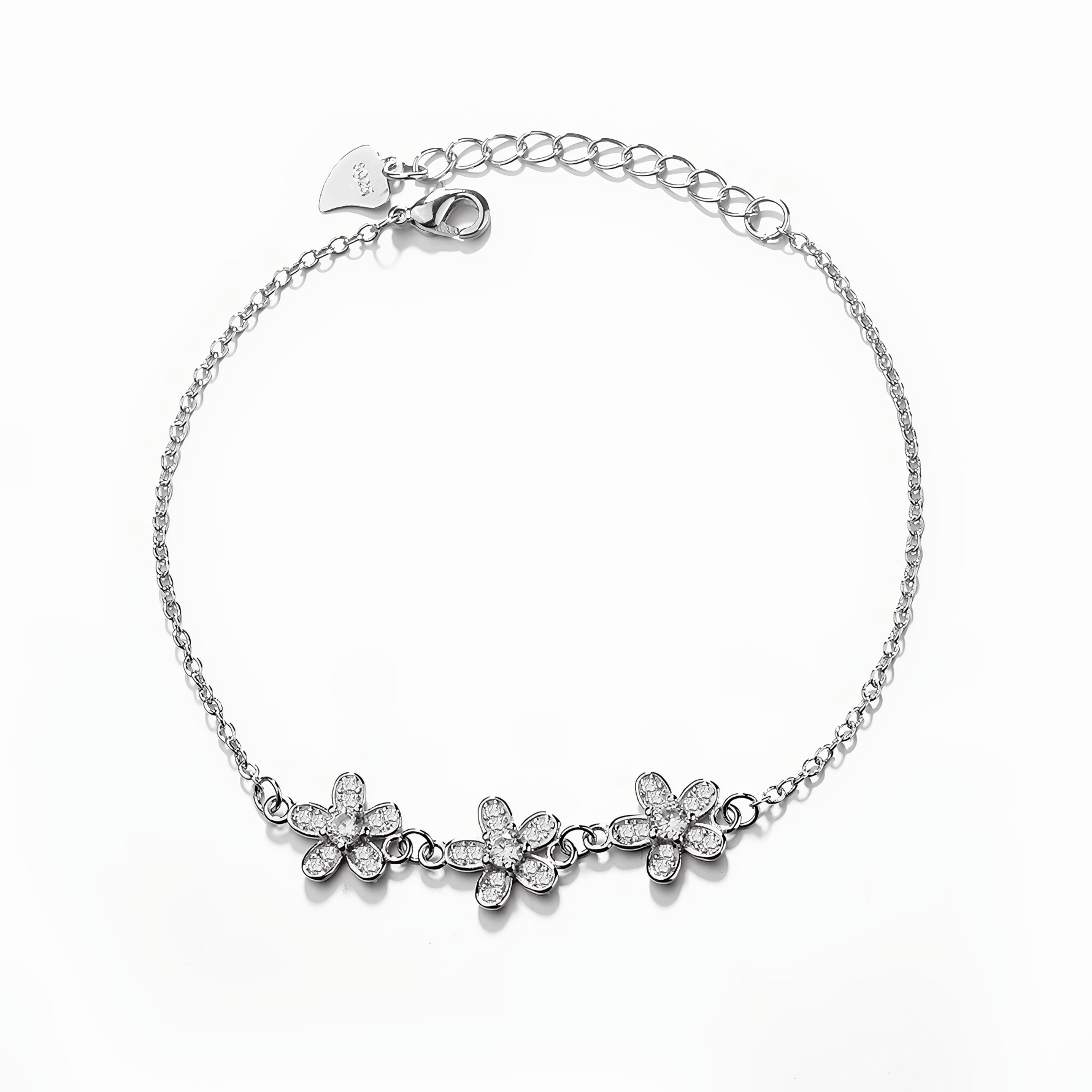 Triple Daisy Sparkle Bracelet Sterling Silver 925 - NAFALUXE