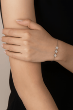Triple Daisy Sparkle Bracelet Sterling Silver 925 - NAFALUXE
