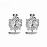 Turtle Stud Earrings – Sterling Silver with CZ Crystals - NAFALUXE
