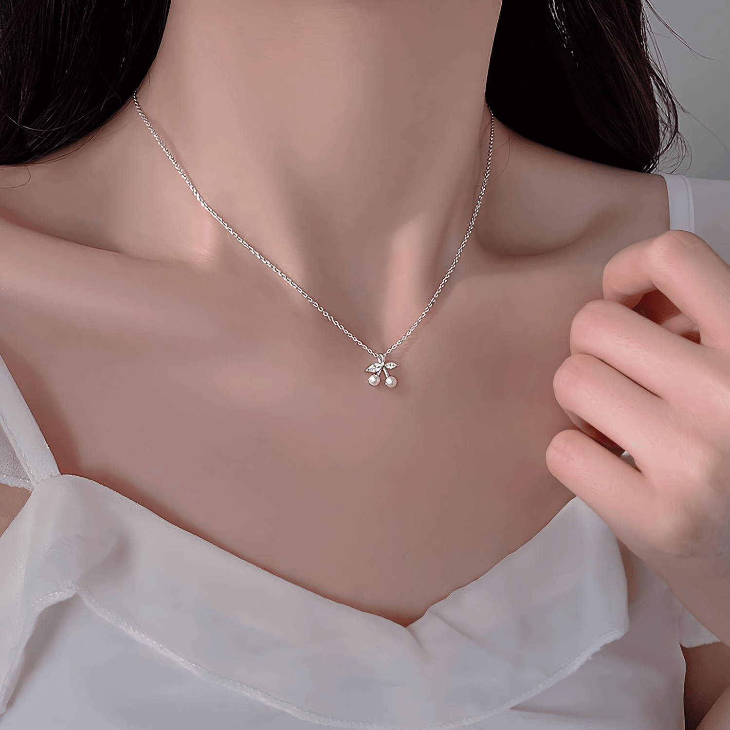 Twin Pearls – Elegant Cherry Design in 925 Silver - NAFALUXE