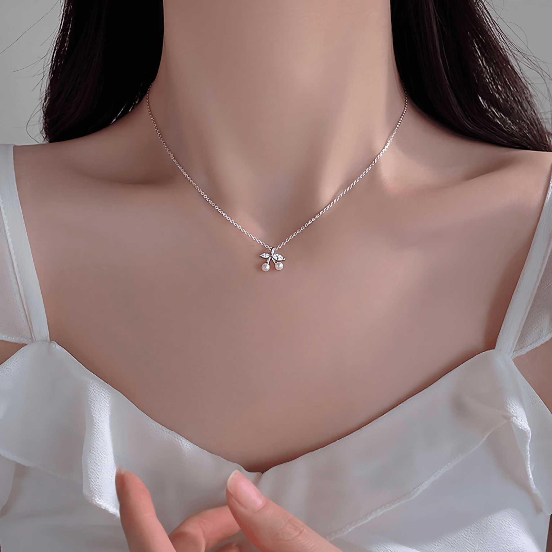 Twin Pearls – Elegant Cherry Design in 925 Silver - NAFALUXE