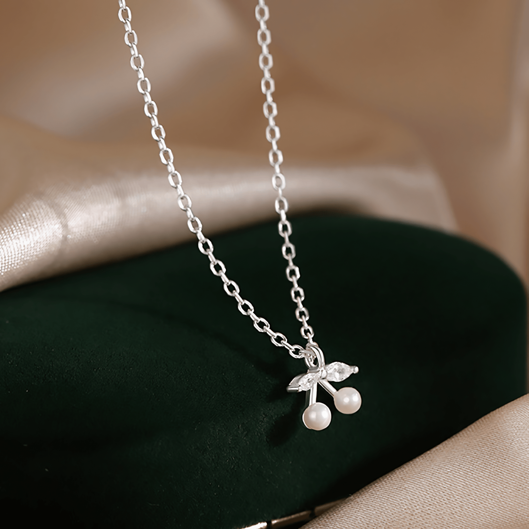 Twin Pearls – Elegant Cherry Design in 925 Silver - NAFALUXE