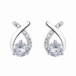 Twist Sparkle Stud Earrings – 925 Sterling Silver with Round Cut Cubic Zirconia - NAFALUXE