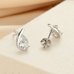Twist Sparkle Stud Earrings – 925 Sterling Silver with Round Cut Cubic Zirconia - NAFALUXE