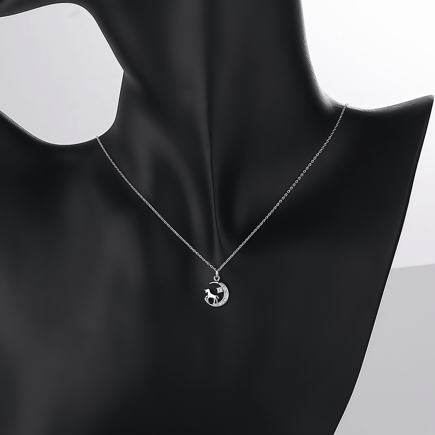 Unicorn Moon Pendant Necklace – 925 Silver - NAFALUXE