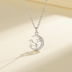 Unicorn Moon Pendant Necklace – 925 Silver - NAFALUXE