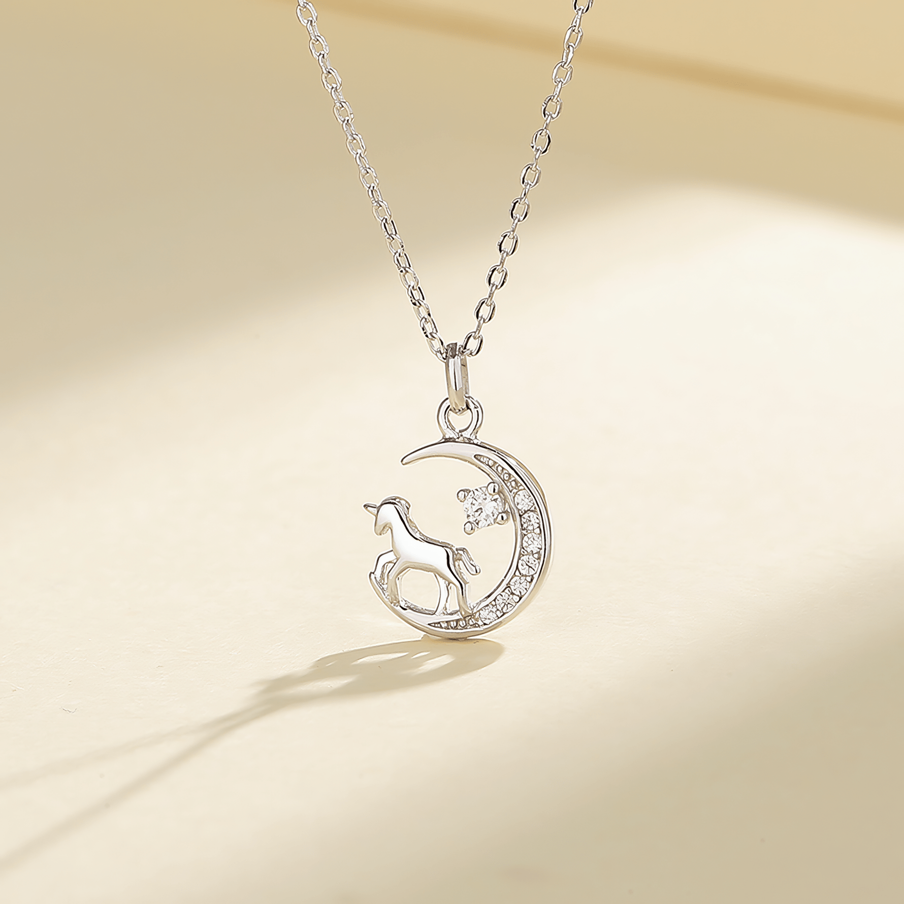 Unicorn Moon Pendant Necklace – 925 Silver - NAFALUXE