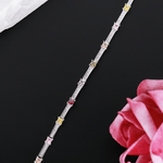 Vibrant Square Gemstone Bar Bracelet Sterling Silver 925 - NAFALUXE