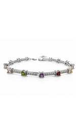Vibrant Square Gemstone Bar Bracelet Sterling Silver 925 - NAFALUXE