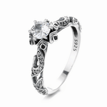 Victorian Charm – Antique - Style Sterling Silver Ring with Intricate Filigree & Brilliant CZ - NAFALUXE