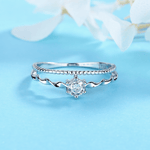 Waves of Love – Sterling Silver Dual Band Ring with Solitaire CZ & Twisted Design - NAFALUXE