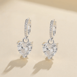 White Heart Drop Earrings – 925 Silver - NAFALUXE